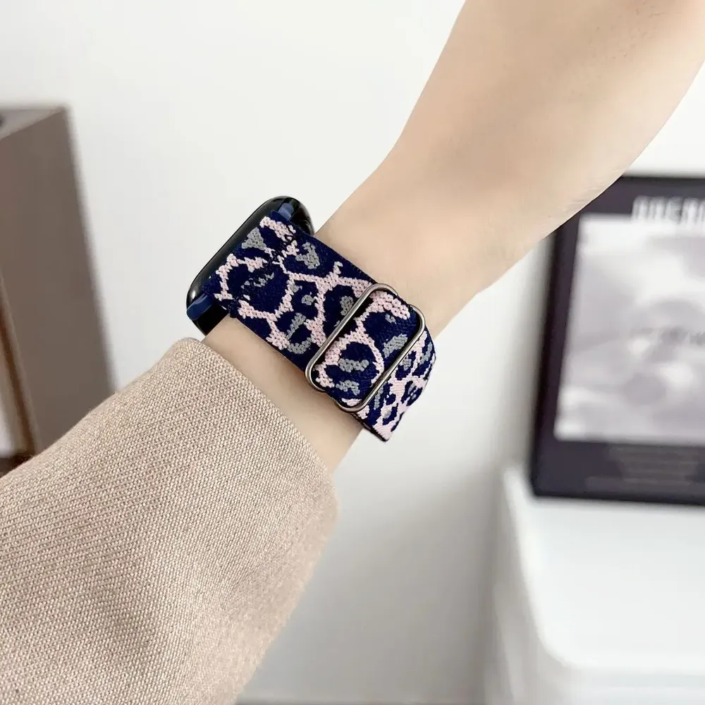 Bracelet nylon imprimé léopard 38 à 49 mm pour Apple Watch