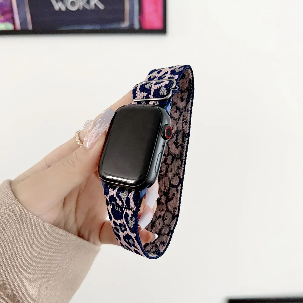 Bracelet nylon imprimé léopard 38 à 49 mm pour Apple Watch
