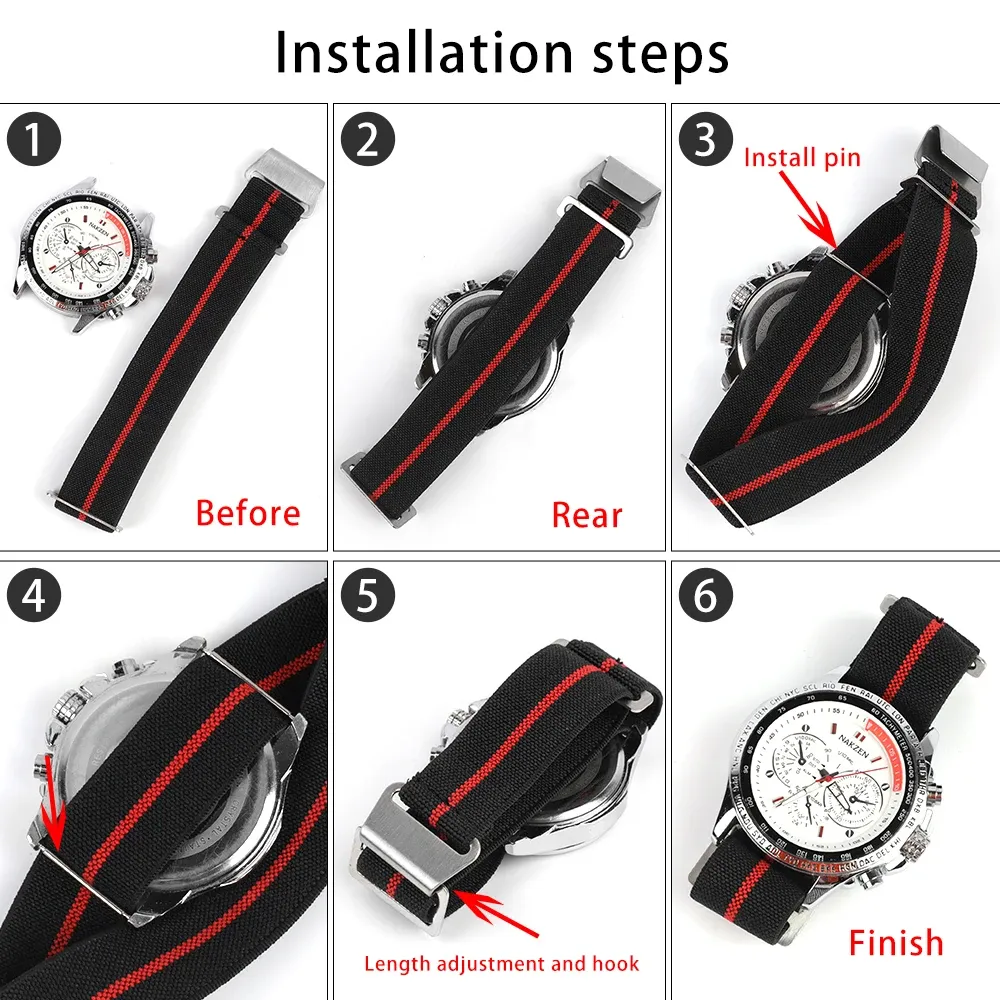 Bracelet nylon parachute 18 à 22 mm pour montre connectée