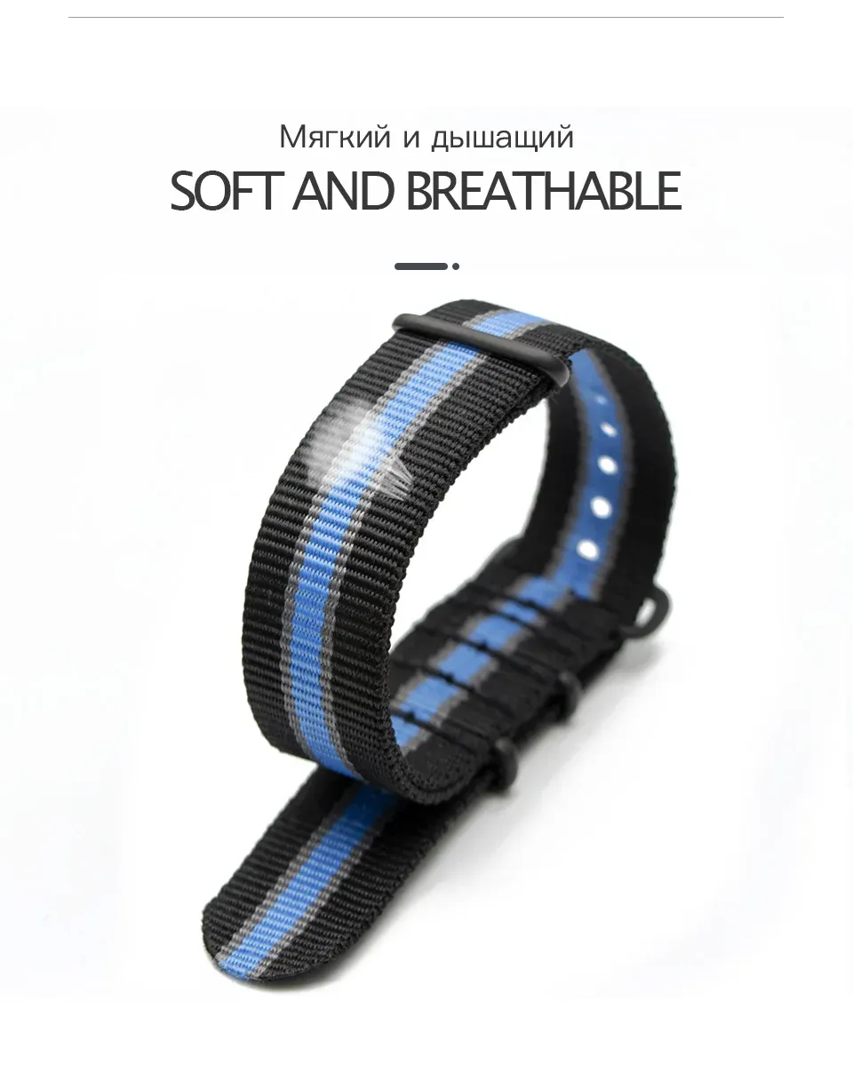 Bracelet nylon pour montre 18 à 24 mm