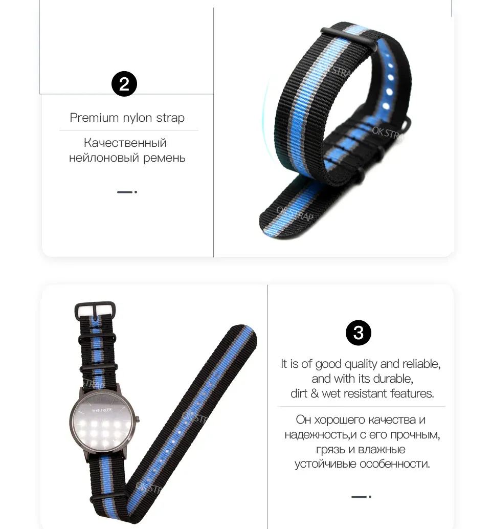 Bracelet nylon pour montre 18 à 24 mm