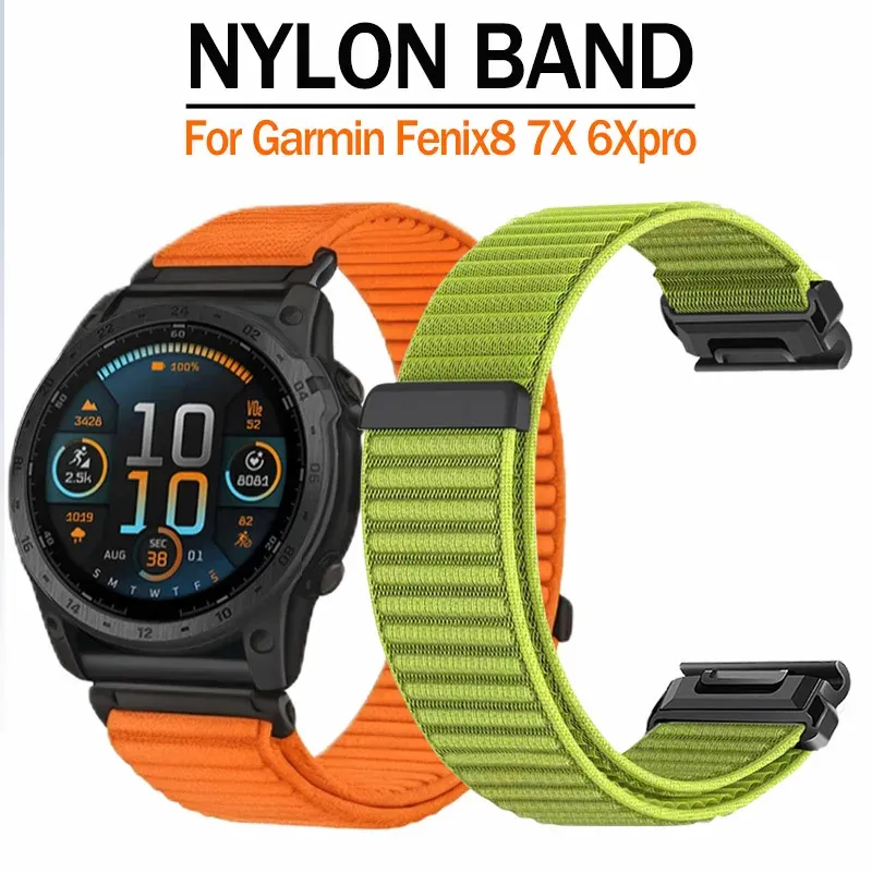 Bracelet nylon pour montre connectée 22 à 26 mm