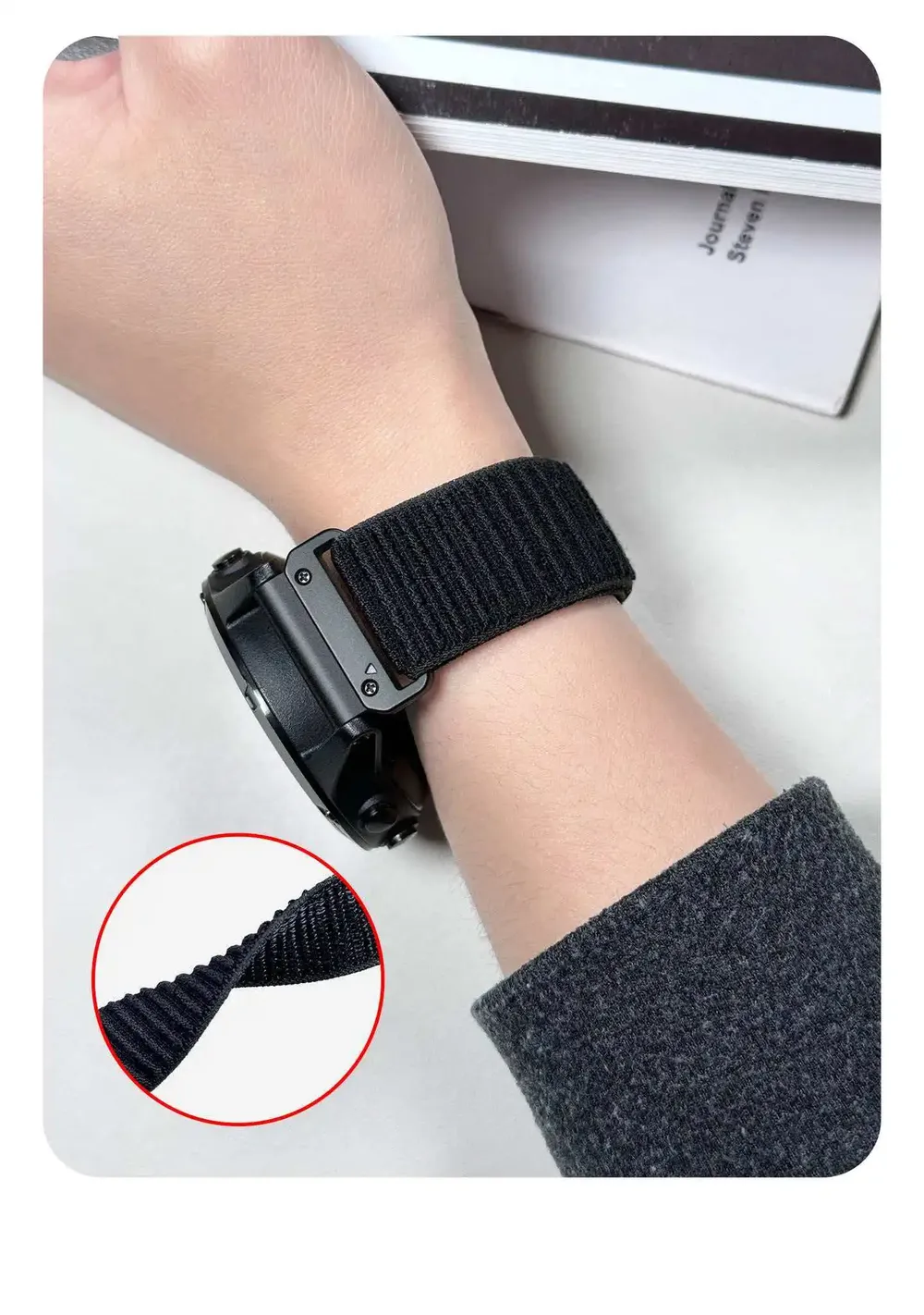 Bracelet nylon pour montre connectée 22 à 26 mm