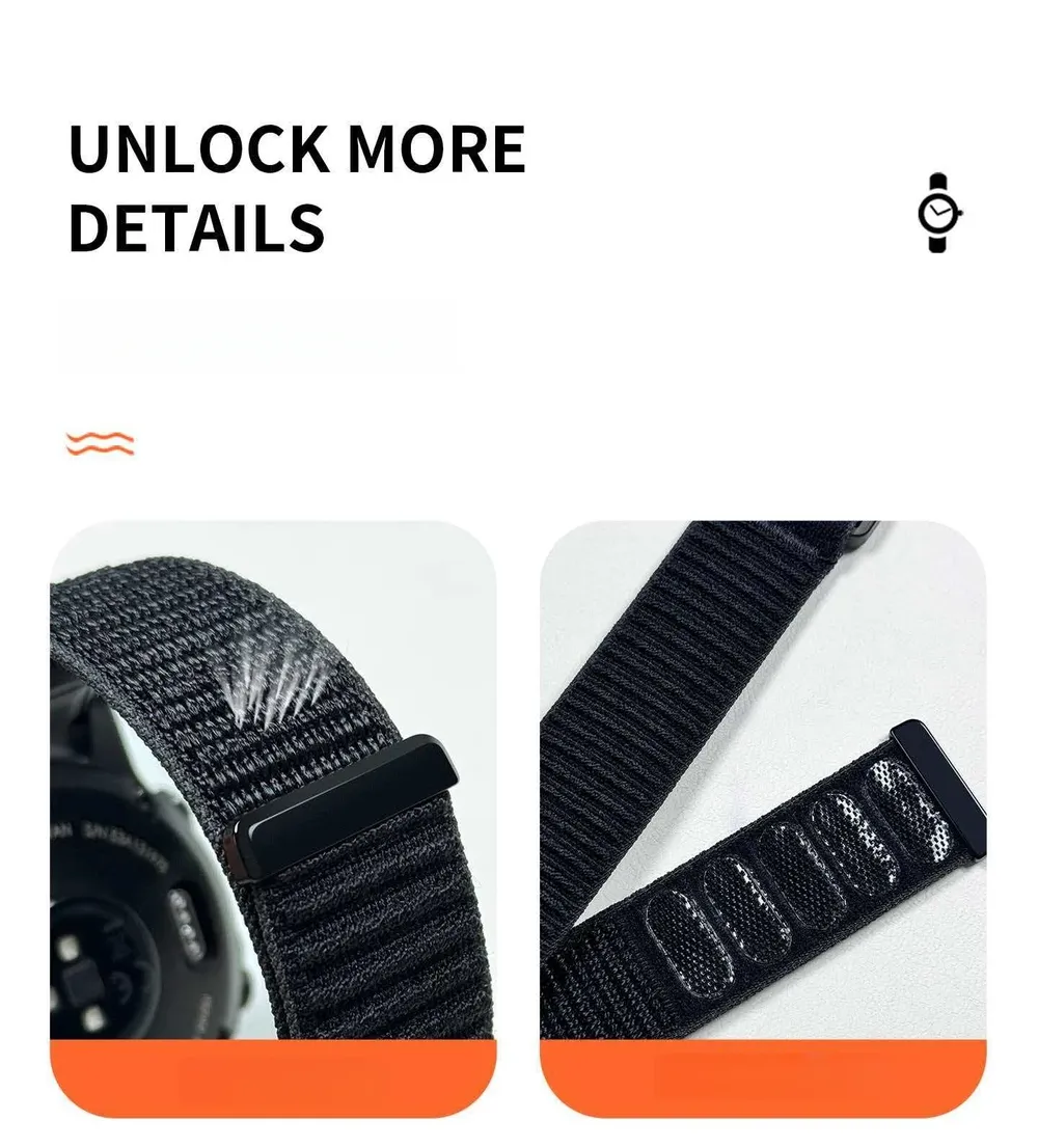 Bracelet nylon pour montre connectée 22 à 26 mm