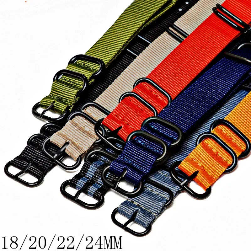 Bracelet nylon rayé 18 à 24 mm étanche