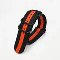 Bracelet nylon rayé 18 à 24 mm étanche – Couleur du bracelet BlackOrange