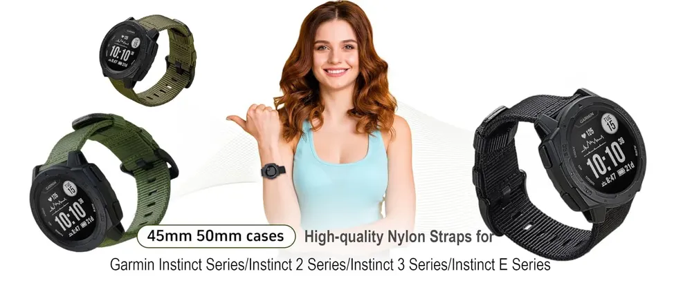 Bracelet nylon robuste pour montre 22 à 26 mm