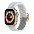 Bracelet nylon Scrunchie 38 à 49 mm pour Apple Watch – Couleur du bracelet blanc W