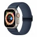 Bracelet nylon Scrunchie 38 à 49 mm pour Apple Watch – Couleur du bracelet bleu nuit