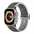 Bracelet nylon Scrunchie 38 à 49 mm pour Apple Watch – Couleur du bracelet Bohème blanc