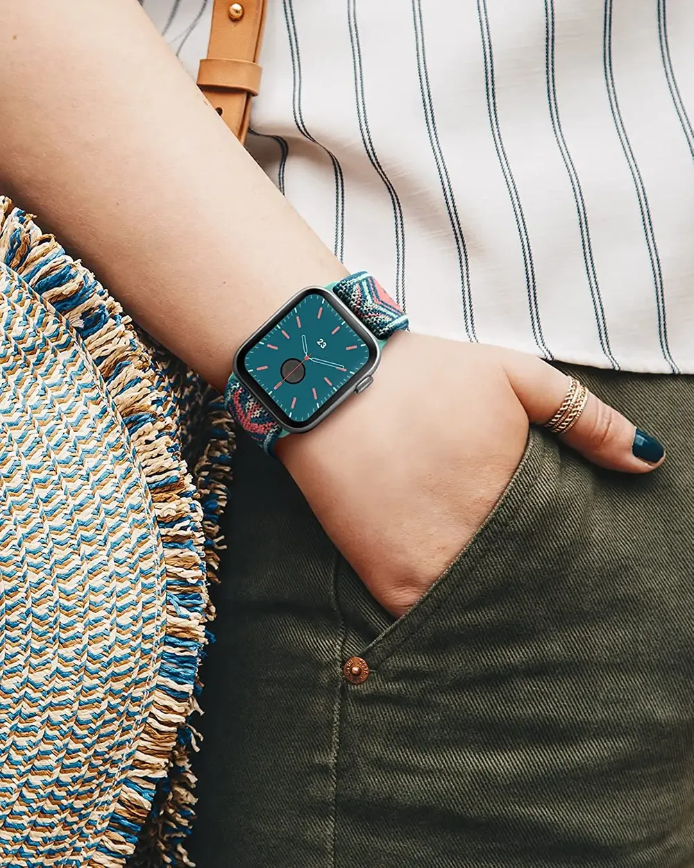 Bracelet nylon Scrunchie 38 à 49 mm pour Apple Watch