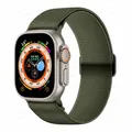 Bracelet nylon Scrunchie 38 à 49 mm pour Apple Watch – Couleur du bracelet Vert armée
