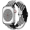 Bracelet nylon solo boucle pour Apple Watch 38 à 49 mm – Couleur du bracelet 09 Z-Black white