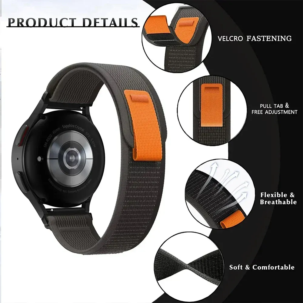 Bracelet nylon souple 20 à 22 mm pour Xiaomi et Oppo