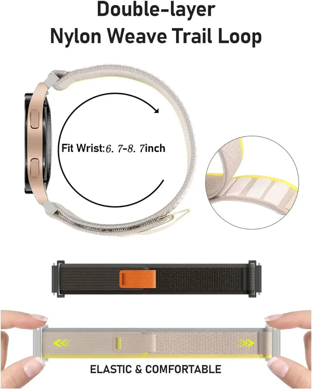 Bracelet nylon sport pour Galaxy Watch et Amazfit