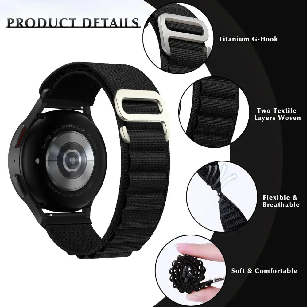 Bracelet nylon sport pour Galaxy Watch et Amazfit