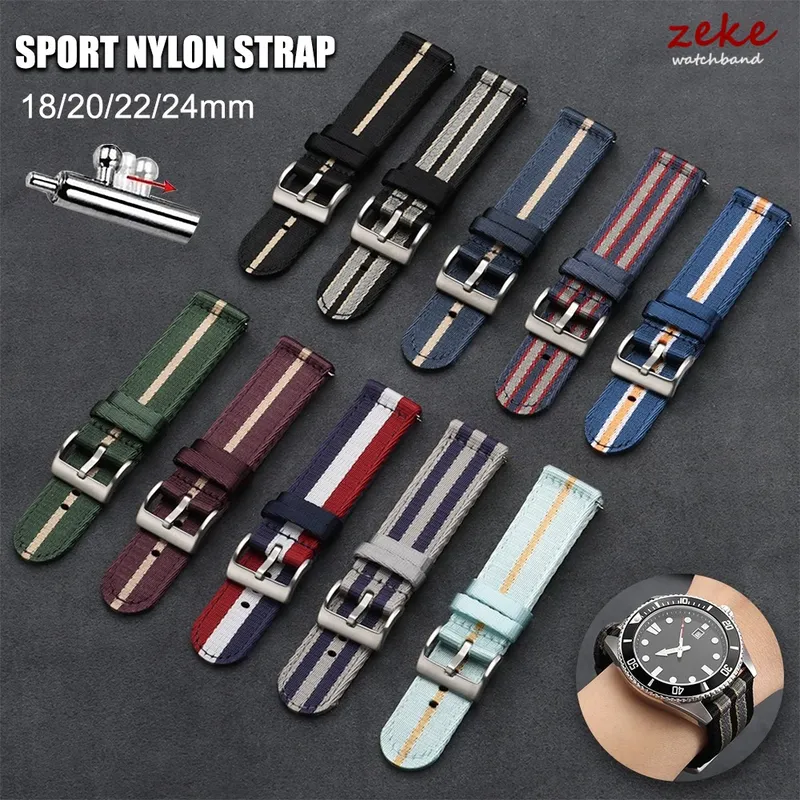 Bracelet nylon tissé pour montre 18 à 24 mm