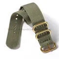 Bracelet nylon tissé pour montre 18 à 24 mm – Couleur du bracelet ArmyGreen-Gold