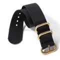 Bracelet nylon tissé pour montre 18 à 24 mm – Couleur du bracelet Black-Gold