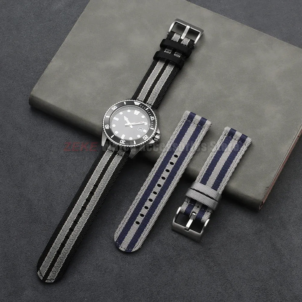 Bracelet nylon tissé pour montre 18 à 24 mm