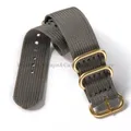 Bracelet nylon tissé pour montre 18 à 24 mm – Couleur du bracelet Gray-Gold