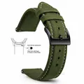 Bracelet nylon toile voile 18 à 22 mm – Couleur du bracelet Army Green White 2