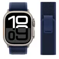 Bracelet nylon Trail Loop 38 à 49 mm pour Apple Watch – Couleur du bracelet NEW Blue-Titanium