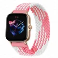Bracelet nylon tressé 20 à 22 mm pour Amazfit – Couleur du bracelet white pink