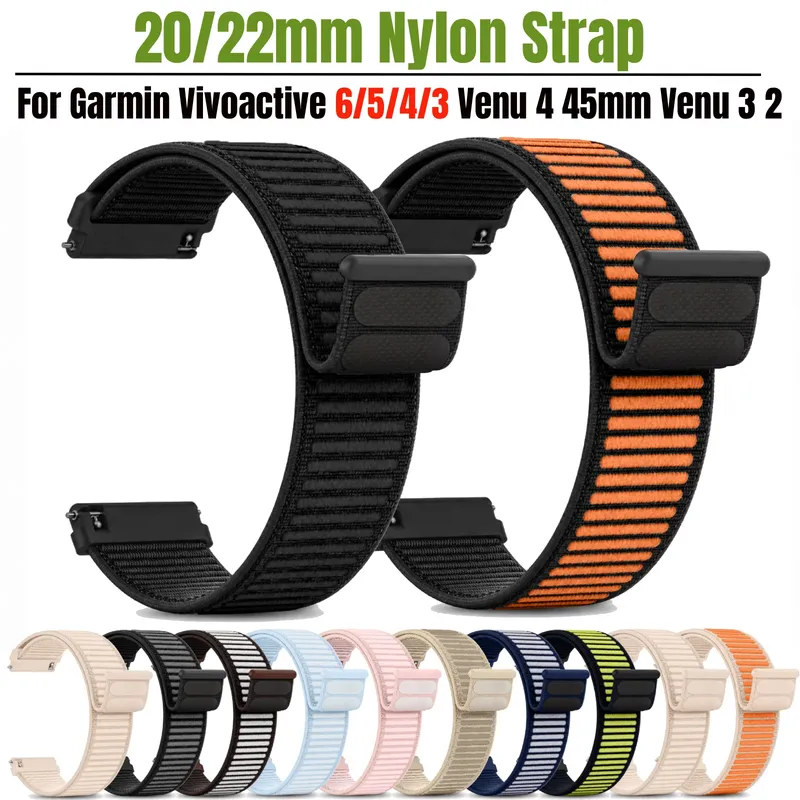 Bracelet nylon tressé 20 à 22 mm pour Garmin Forerunner