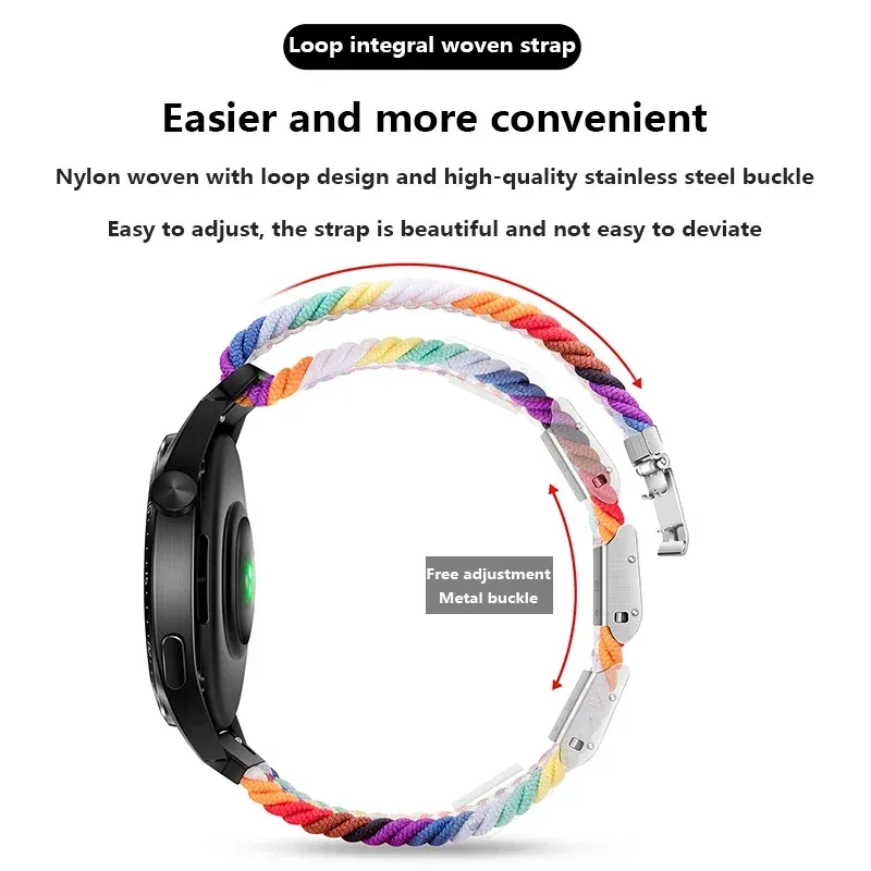 Bracelet nylon tressé 20 à 22 mm pour Samsung et Huawei
