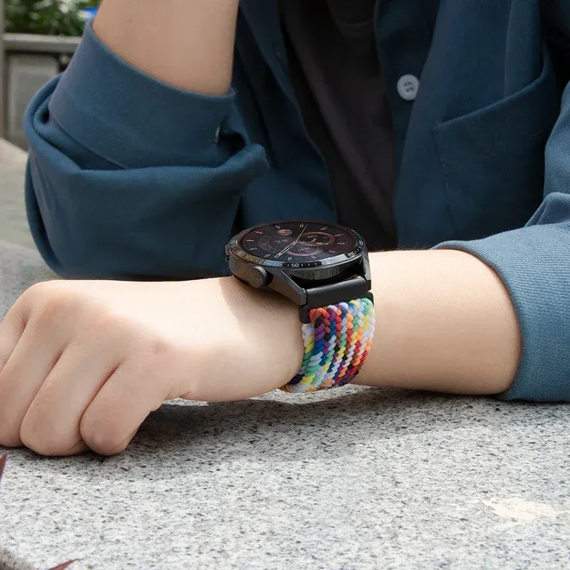 Bracelet nylon tressé 20 à 22 mm pour Samsung et Huawei