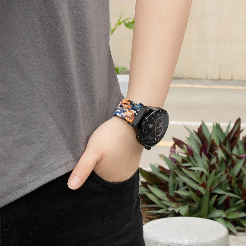 Bracelet nylon tressé 20 à 22 mm pour Samsung et Huawei