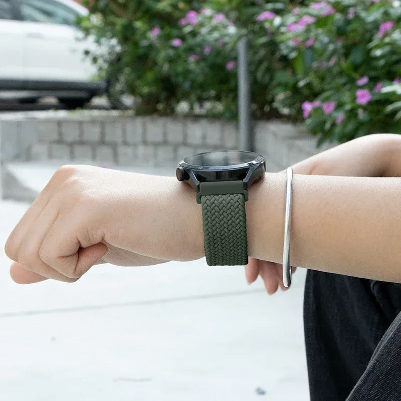Bracelet nylon tressé 20 à 22 mm pour Samsung et Huawei