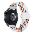Bracelet nylon tressé 20 à 22 mm pour Samsung – Couleur du bracelet White Rainbow