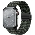 Bracelet nylon tressé boucle 38 à 49 mm pour Apple Watch – Couleur du bracelet 16 W black green