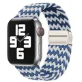 Bracelet nylon tressé boucle 38 à 49 mm pour Apple Watch – Couleur du bracelet 22 W blue white