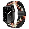 Bracelet nylon tressé boucle 38 à 49 mm pour Apple Watch – Couleur du bracelet 2Black Rainbow