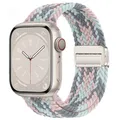 Bracelet nylon tressé boucle 38 à 49 mm pour Apple Watch – Couleur du bracelet 33 X pink white gray