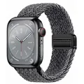 Bracelet nylon tressé boucle 38 à 49 mm pour Apple Watch – Couleur du bracelet 46 Gray white