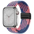 Bracelet nylon tressé boucle 38 à 49 mm pour Apple Watch – Couleur du bracelet 49 Z Blue Pink