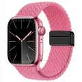Bracelet nylon tressé boucle 38 à 49 mm pour Apple Watch – Couleur du bracelet 51 Pink-Black