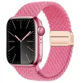Bracelet nylon tressé boucle 38 à 49 mm pour Apple Watch – Couleur du bracelet 54 Pink-Rose Gold