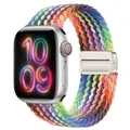 Bracelet nylon tressé boucle 38 à 49 mm pour Apple Watch – Couleur du bracelet 57 New Rainbow