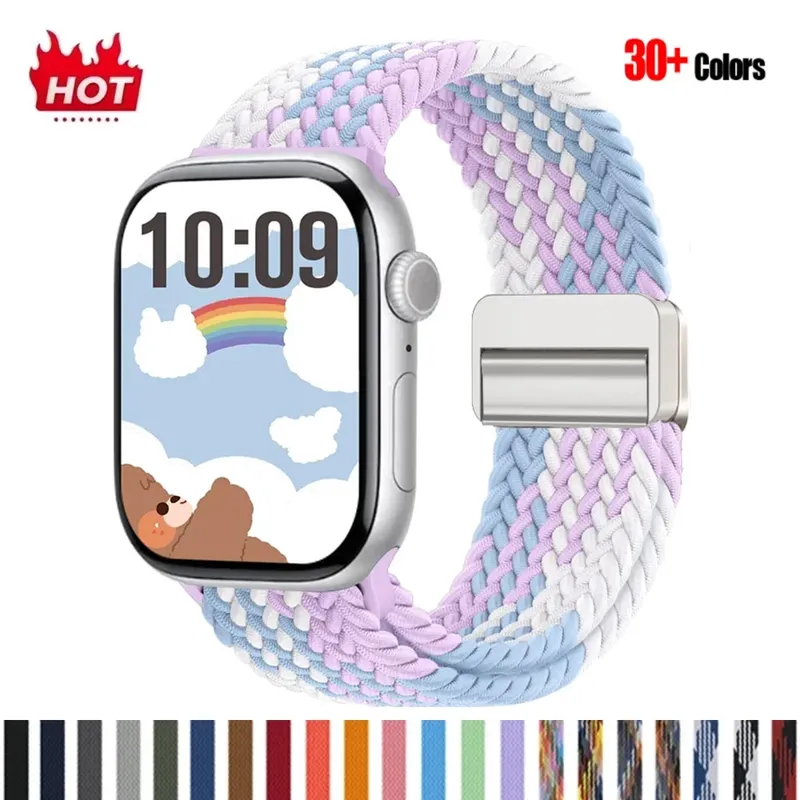 Bracelet nylon tressé boucle 38 à 49 mm pour Apple Watch