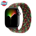 Bracelet nylon tressé boucle 38 à 49 mm pour Apple Watch – Couleur du bracelet Colorful black
