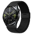 Bracelet nylon tressé élastique 20 à 22 mm Samsung et Huawei – Couleur Black-B
