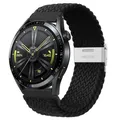 Bracelet nylon tressé élastique 20 à 22 mm Samsung et Huawei – Couleur Black-S