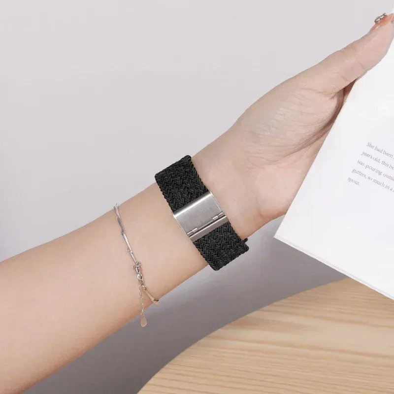 Bracelet nylon tressé élastique 20 à 22 mm Samsung et Huawei