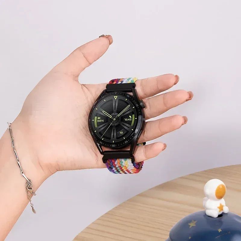 Bracelet nylon tressé élastique 20 à 22 mm Samsung et Huawei