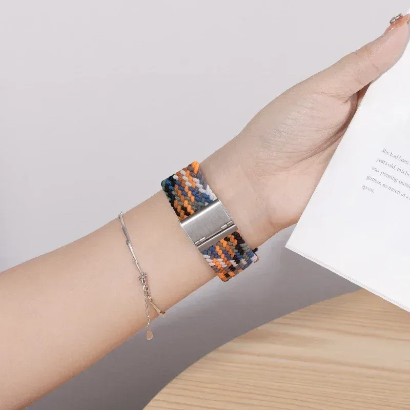 Bracelet nylon tressé élastique 20 à 22 mm Samsung et Huawei